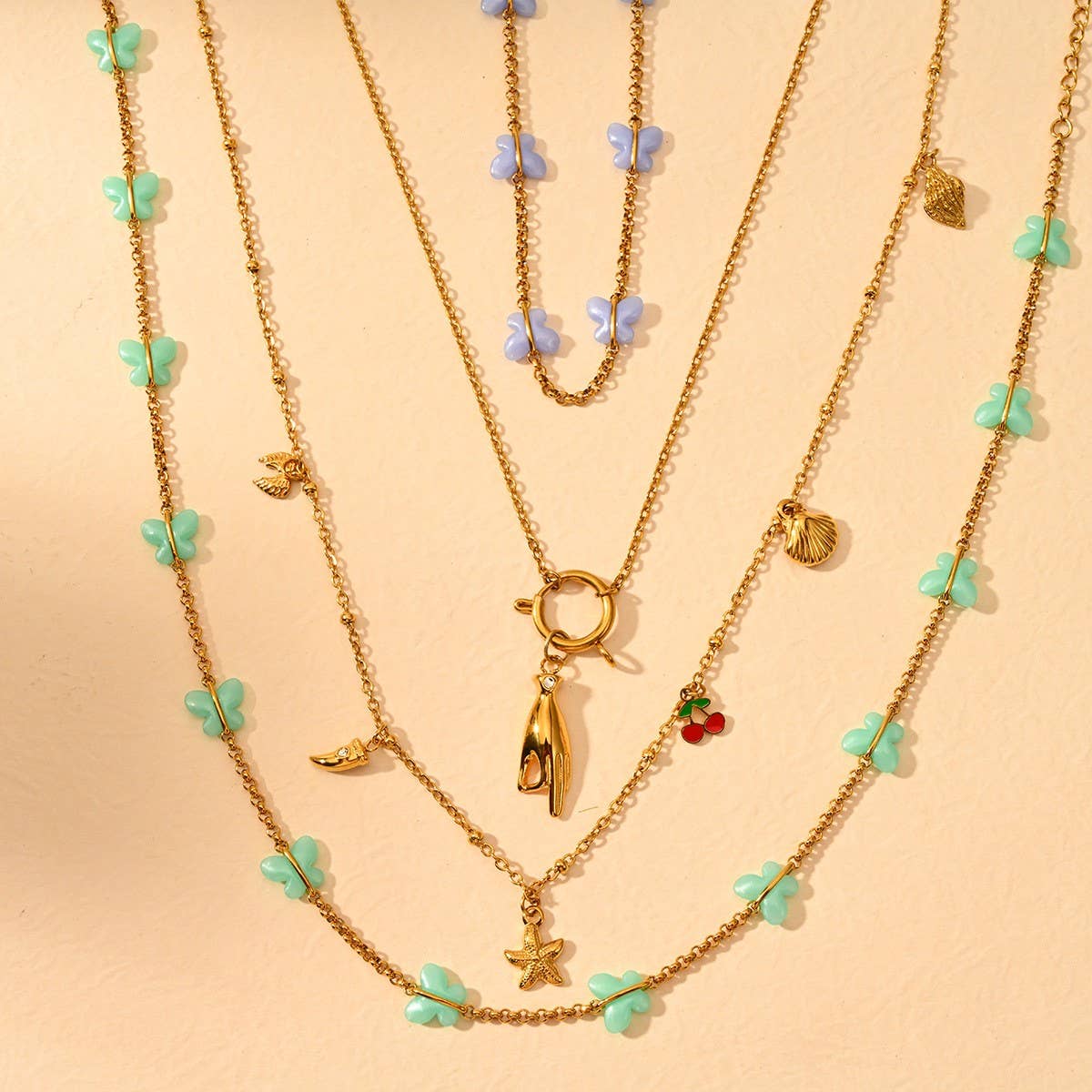 MINIMALIST 18K STEEL BUTTERFLY OCEAN PENDANT_CWMM8821