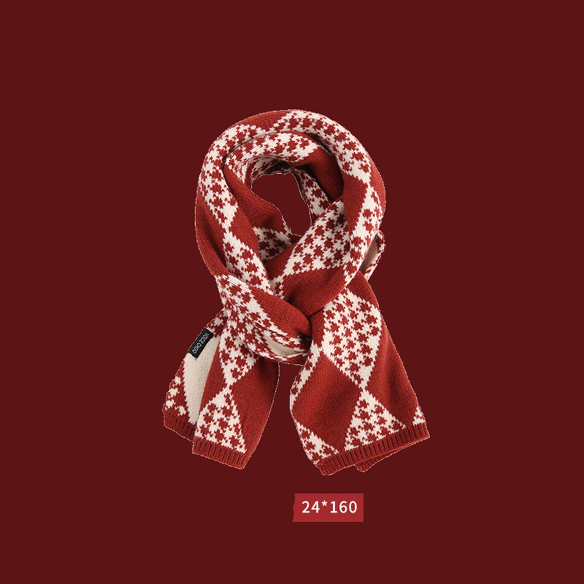 RED KNIT SCARF COZY WINTER CHRISTMAS GIFT_CWASC1500