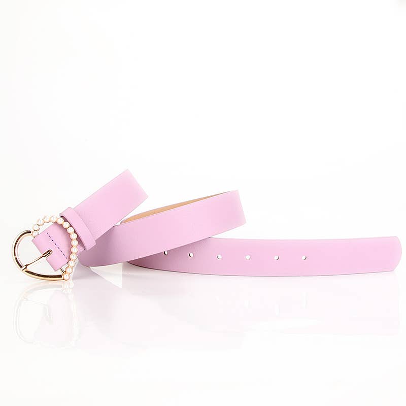 Elegant Heart-Shaped Pearl Needle-Buckle Belt