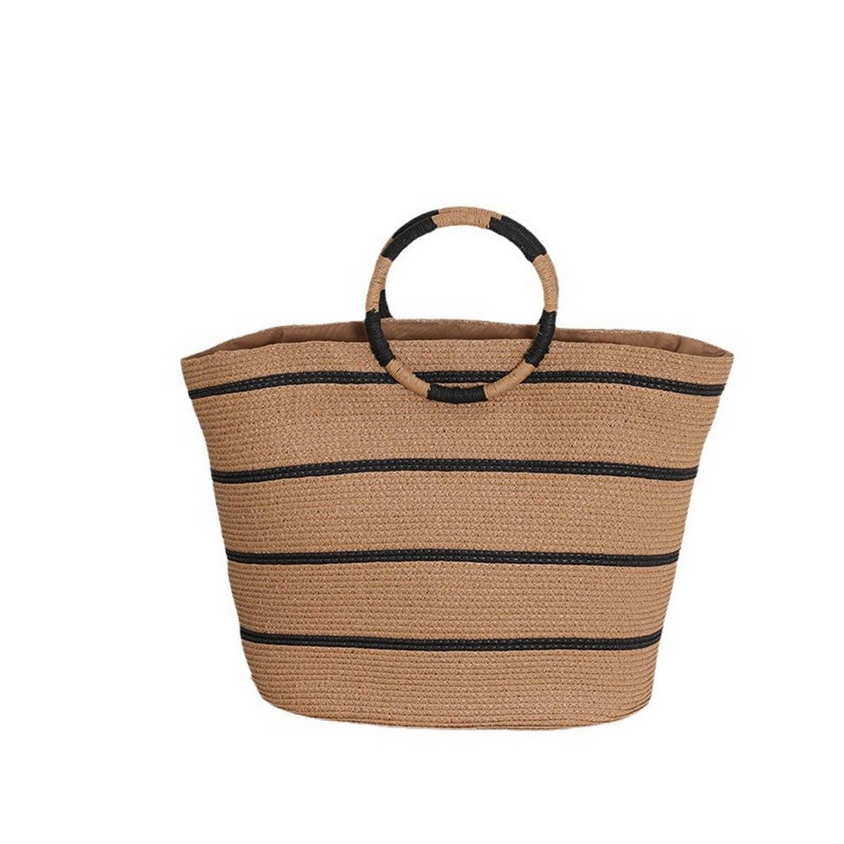 NEW STRIPED TOTE STRAW BAG WOVEN BAG_CWAB1889