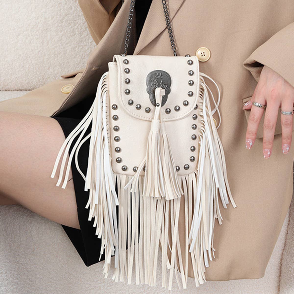 Women Leather Tassel Satchels Bag_Cwab0783