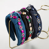 SIMPLE RHINESTONE KNOT DENIM HEADBAND_CWAHA2127