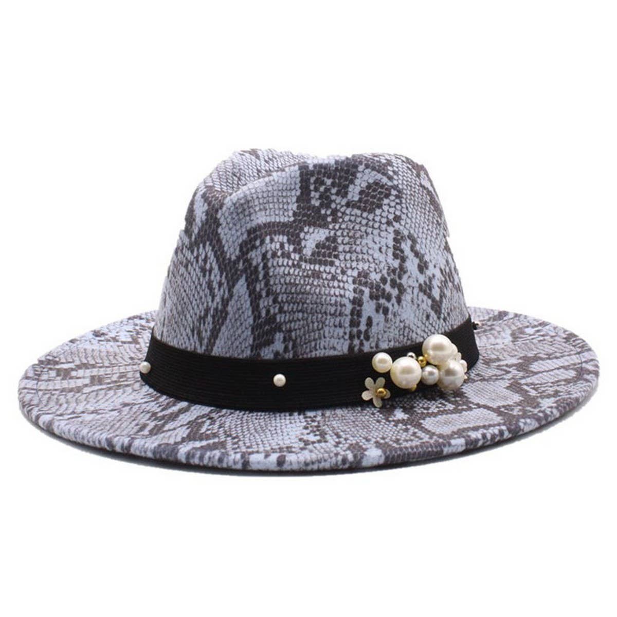 Tweed Hat Snake Pattern Hat Jazz Hat Felt Hat_Cwah2597
