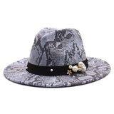 Tweed Hat Snake Pattern Hat Jazz Hat Felt Hat_Cwah2597