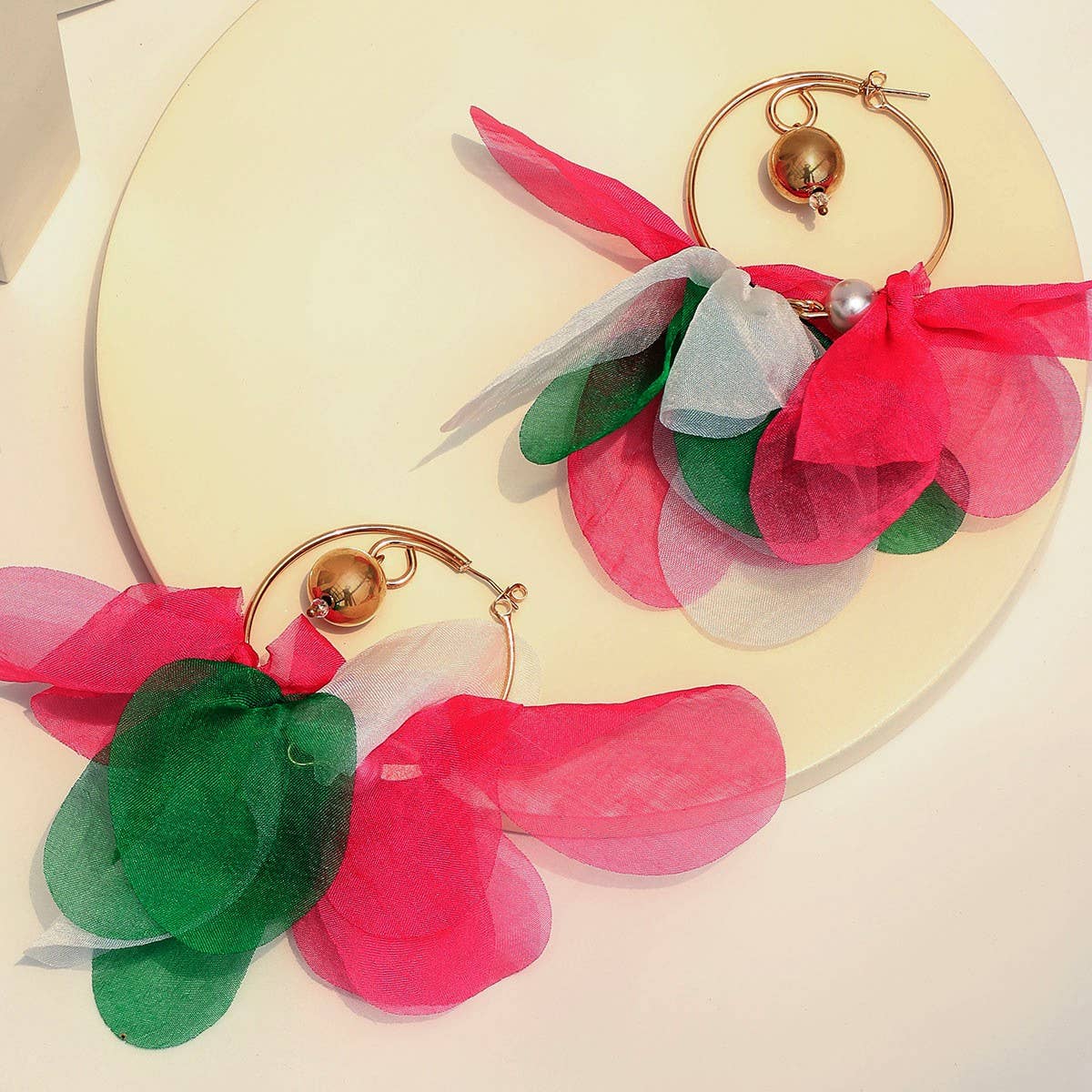 BOLD SOLID FABRIC HOOP EARRINGS ORIGINAL HANDMADE_CWMM6278