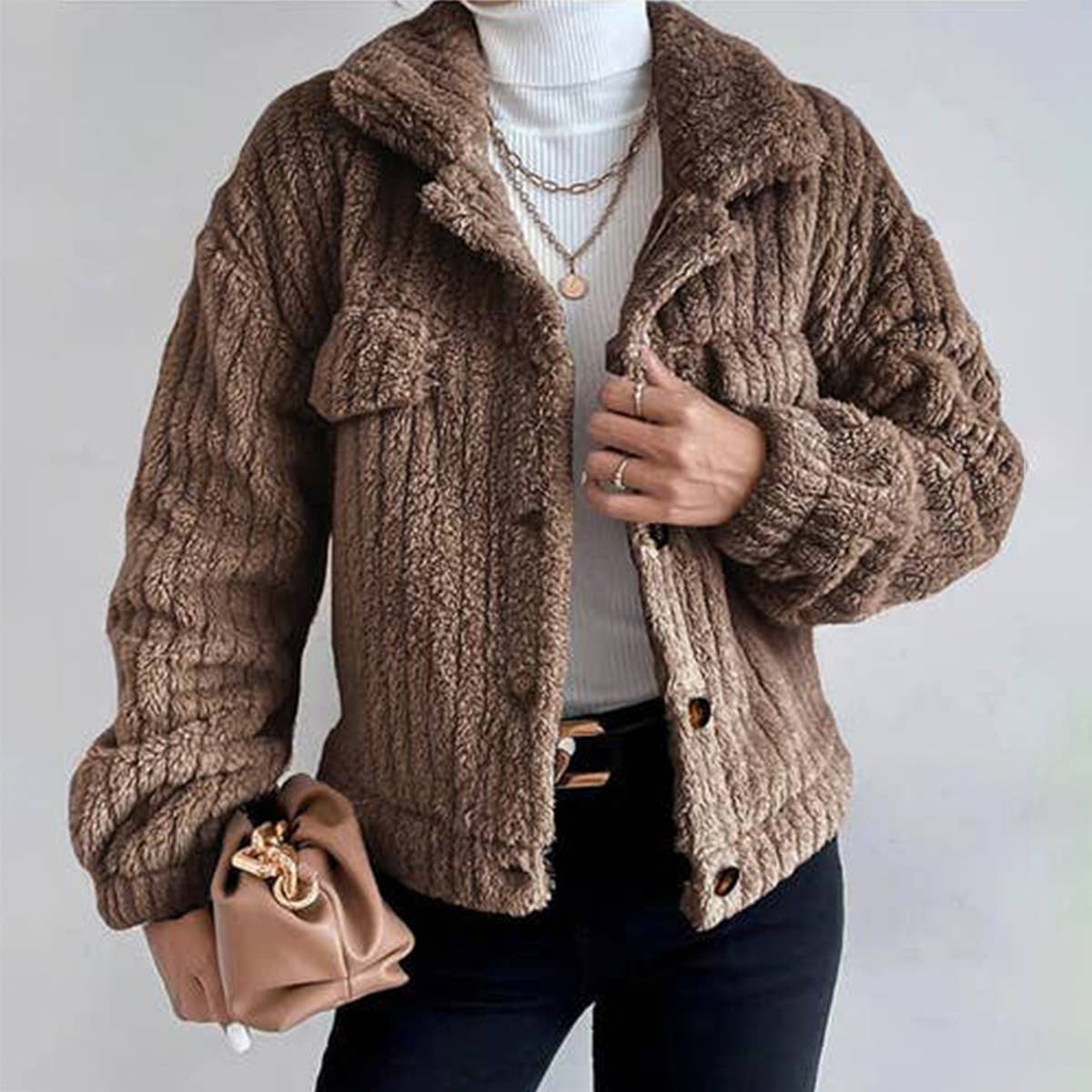 Warm Single-Breasted Woolen Coat