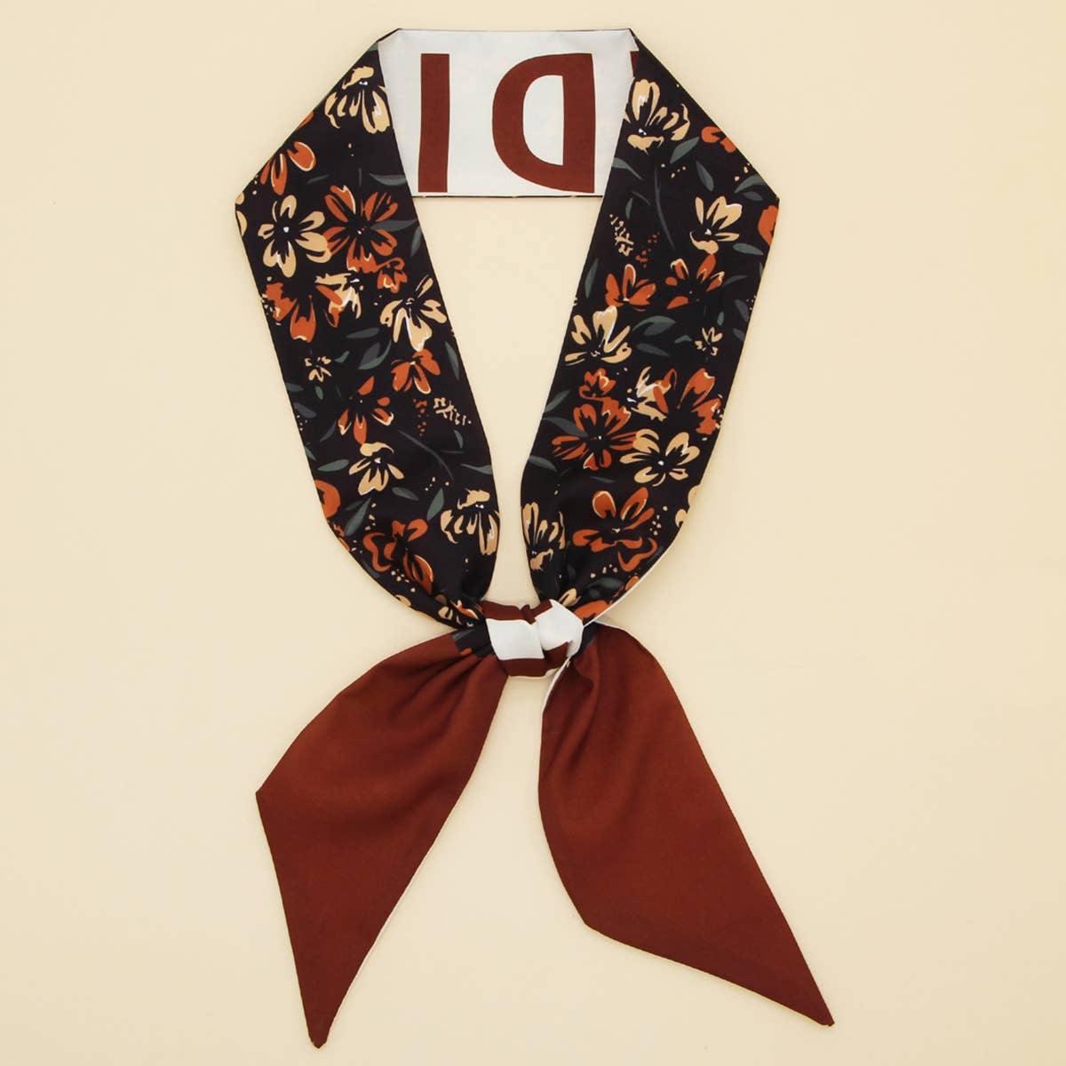 CHIC FLORAL LETTER TWILLY SCARF FOR HAIR BAGS_CWASC0068