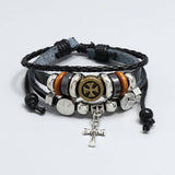 CREATIVE BEADED CROSS LEATHER BRACELET_CWMM4516