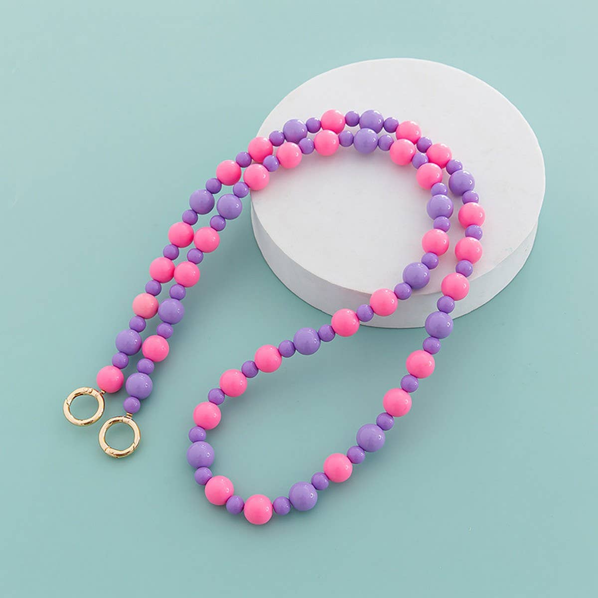 47 24MACARON COLOR ROUND BEAD BAG CHAIN_CWMM5107