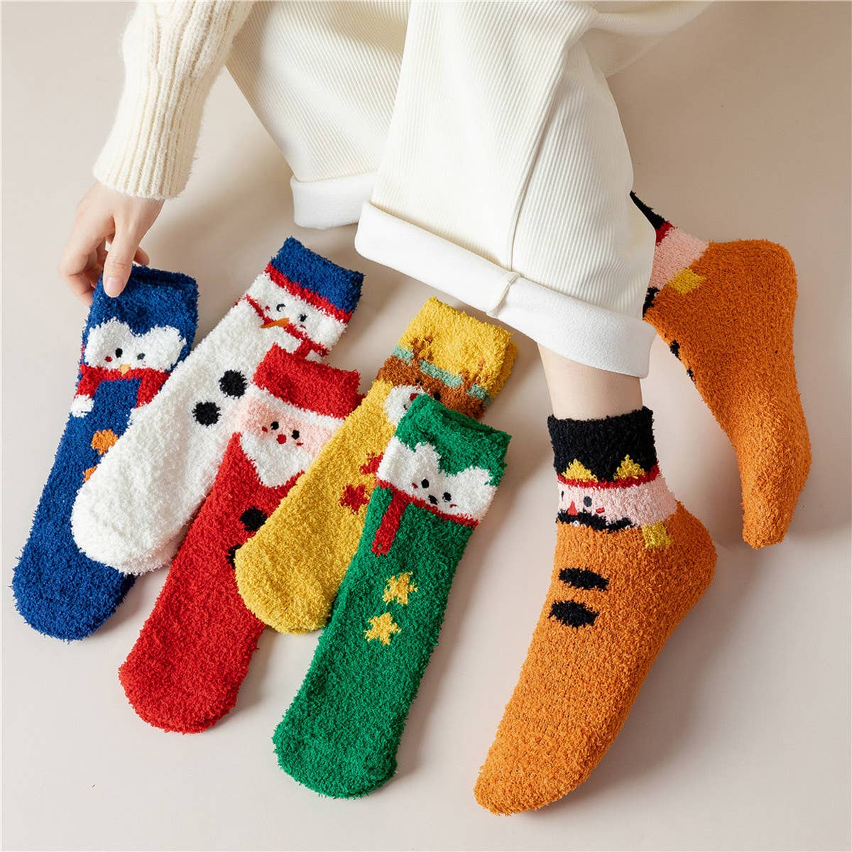 Women Christmas Warm Coral Velvet Socks_Cwms0335