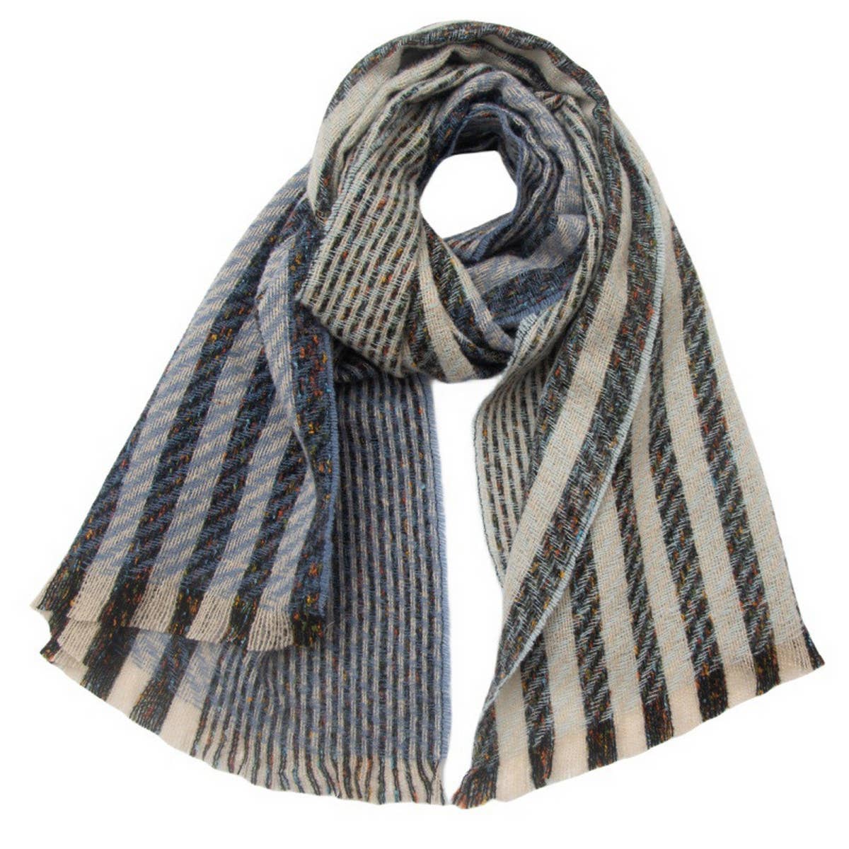 STRIPED JACQUARD SCARF UNISEX WINTER SHAWL_CWASC0866