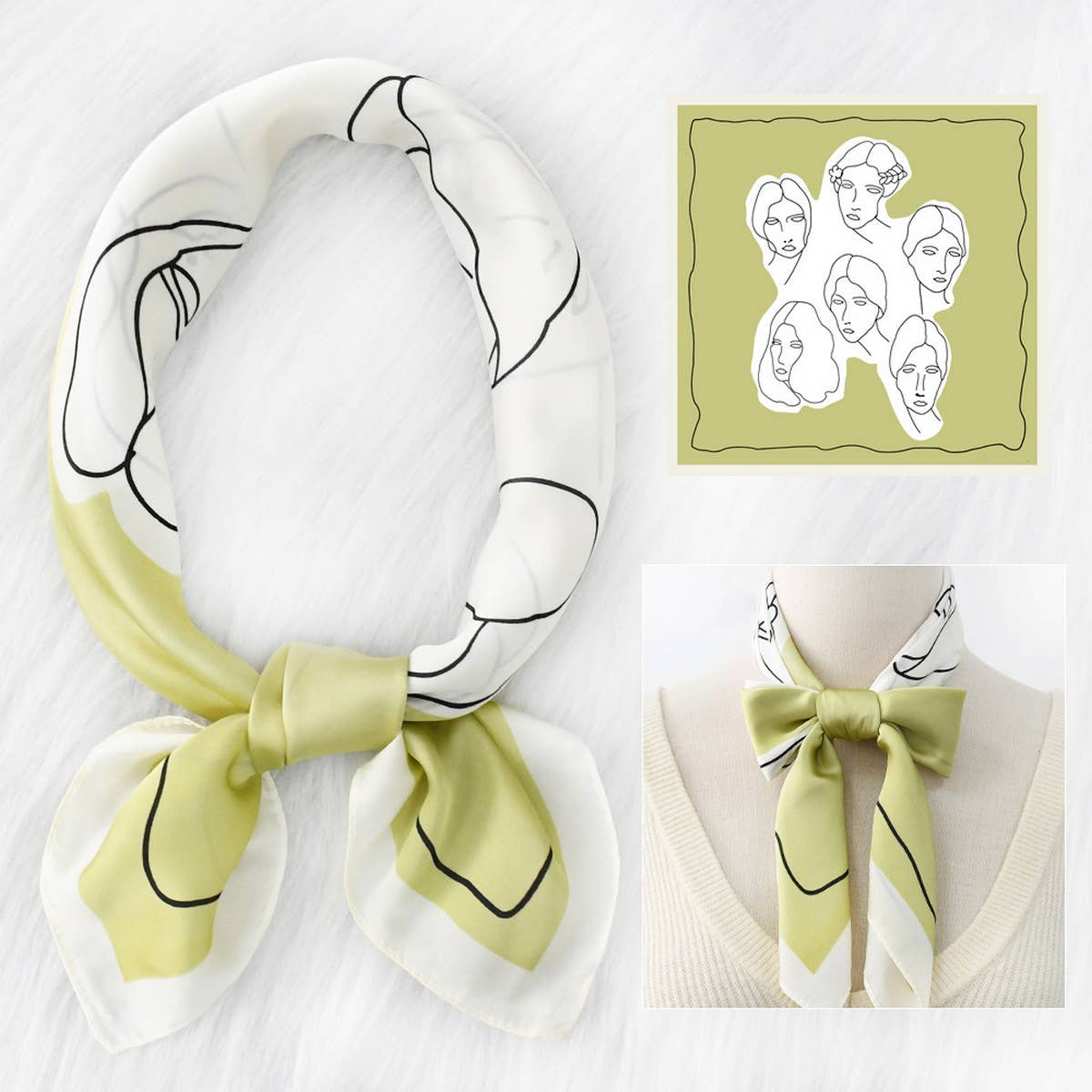 POLKA DOT CASHEW COLORBLOCK SILK SCARF_CWASC1150