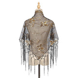 HOLLOW LACE TASSEL BUTTERFLY TRIANGLE SCARF SHAWL_CWMM2000