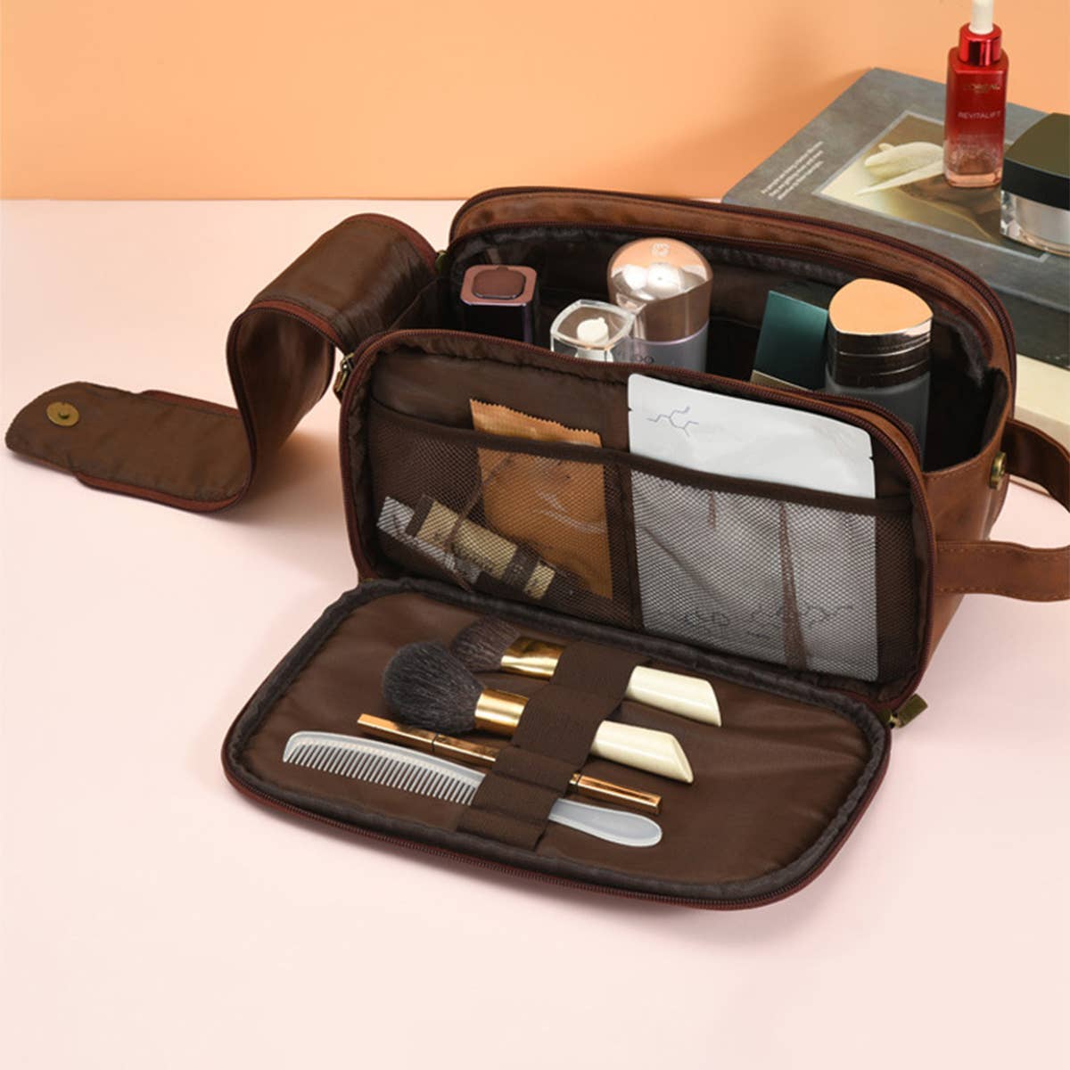 PORTABLE PU LEATHER STORAGE COSMETIC BAG_CWAB0579