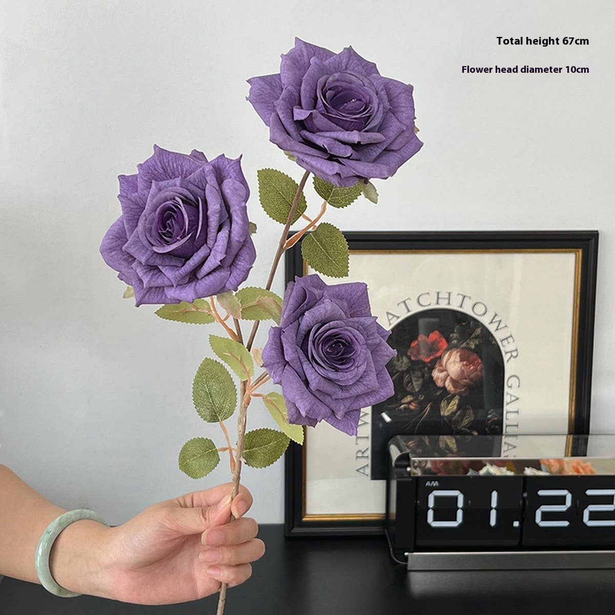 ARTIFICIAL CAPPUCCINO ROSE BOUQUET WITH 3 HEADS_CWMM6505