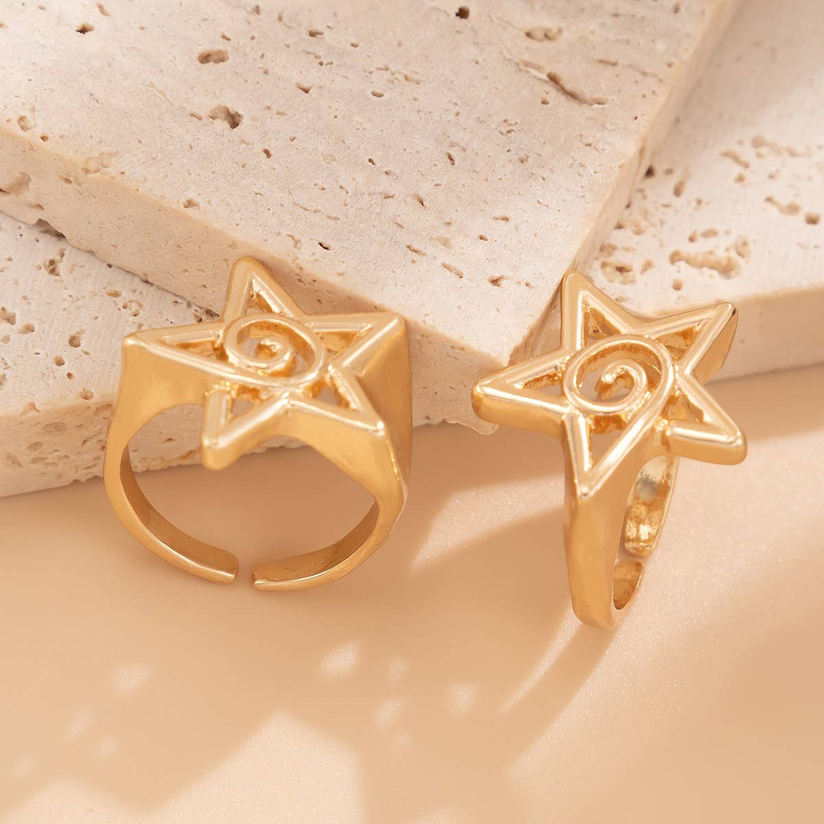 NEW FASHION FIVE POINTED STAR OPEN ALLOY RING_CWMM3238