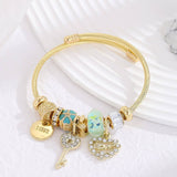 ELEGANT ALLOY COUPLE BRACELET WITH CRYSTAL PENDANT_CWMM8479