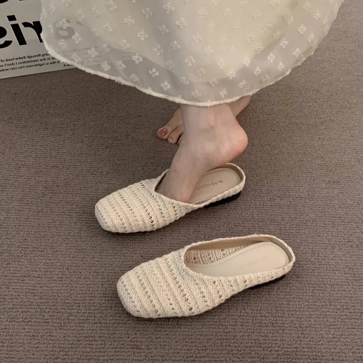 Unique Woven Slip-On Clogs With Closed Toe