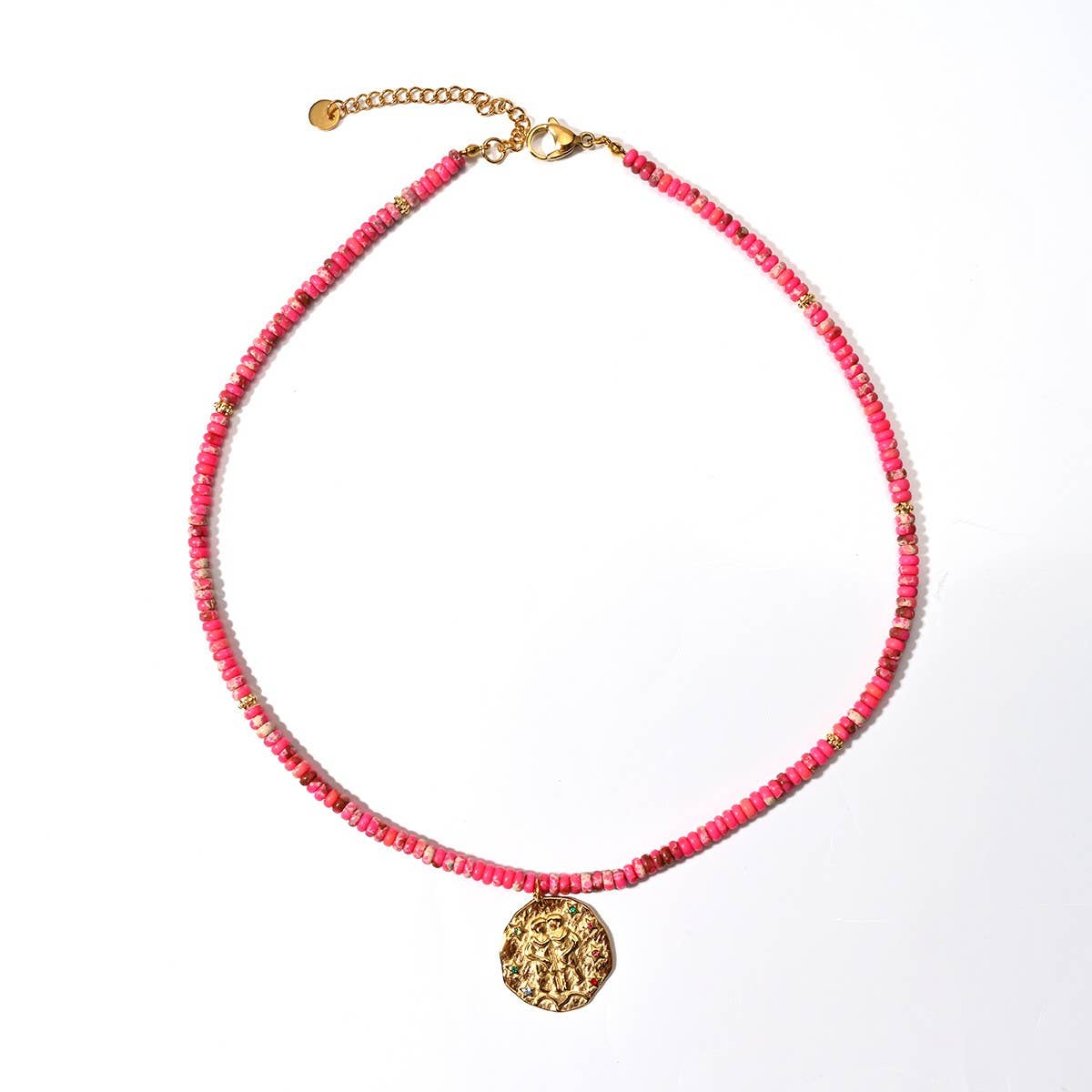 STAINLESS STEEL ZODIAC NECKLACE WITH NATURAL GEMS_CWMM8881