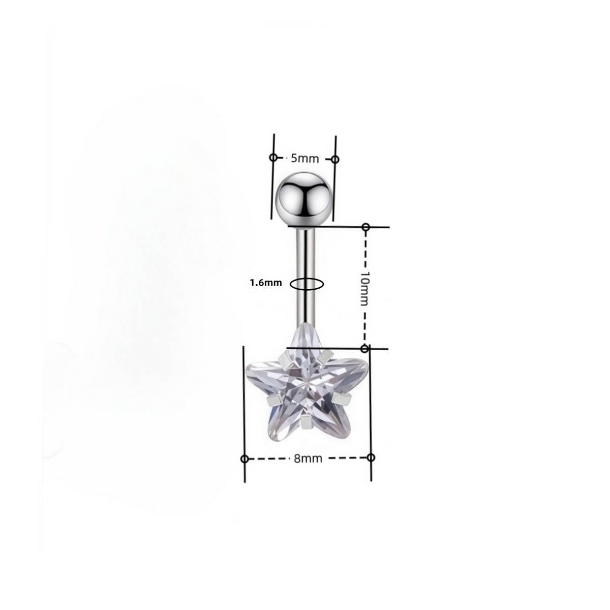 Titanium Star Zircon Belly Button Ring_Cwmm9456