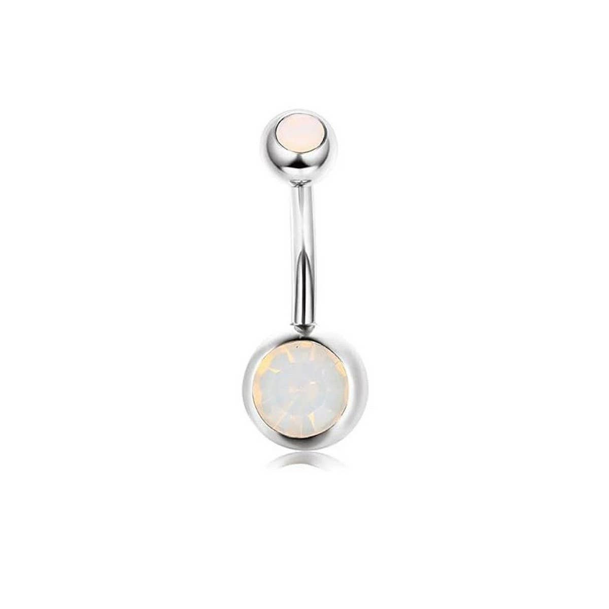 DOUBLE GEM BELLY BUTTON RING STAINLESS STEEL_CWMM9173