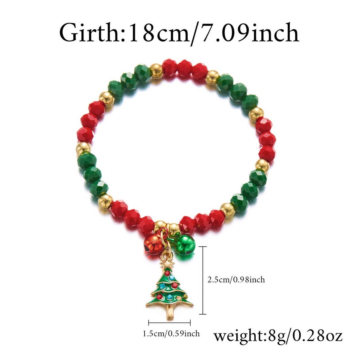 Cwaje2511_Pendant Santa Claus Crystal Bell Beaded Bracelet