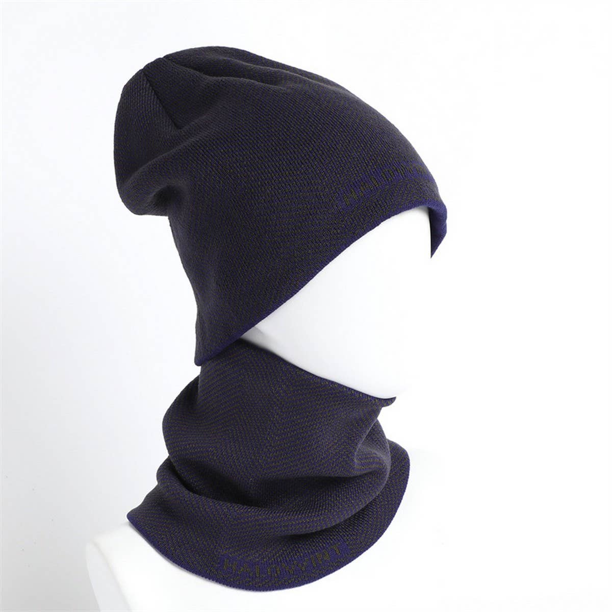 HERRINGBONE HOOD AND SCARF TWO PIECE SET_CWASC1043