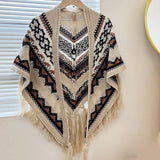 RETRO STRIPED NATIONAL WIND TRIANGLE SHAWL_CWASC0349