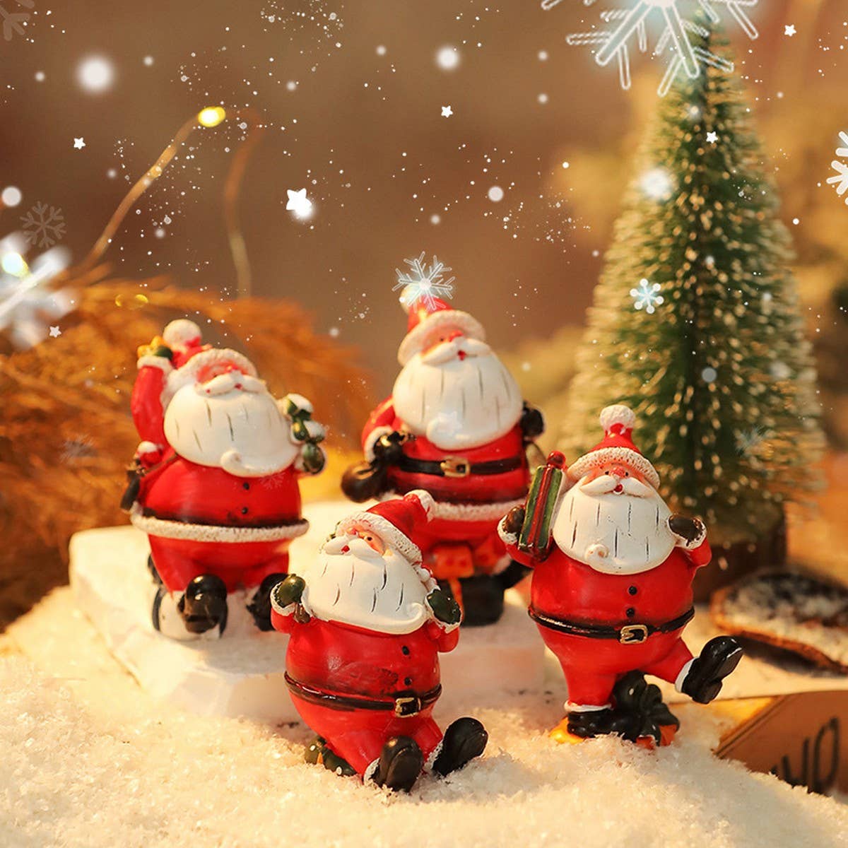 Mini Santa Snowman Xmas Desk Ornament Set_Cwmm10581