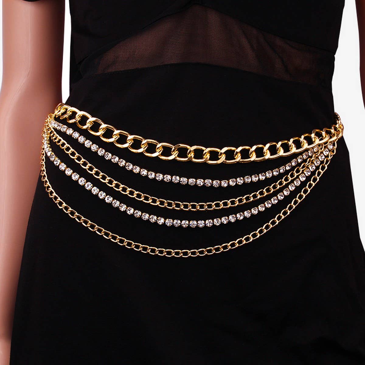 MULTI LAYER DIAMOND STUDDED RETRO WAIST CHAIN_CWMM0668