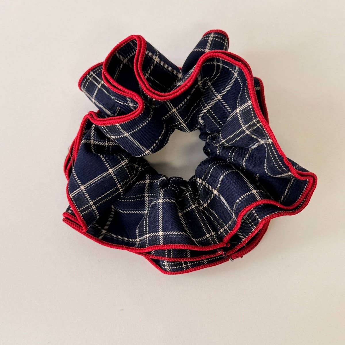 Plaid Scrunchie British Lazy Style Hair Tie_Cwaha07942