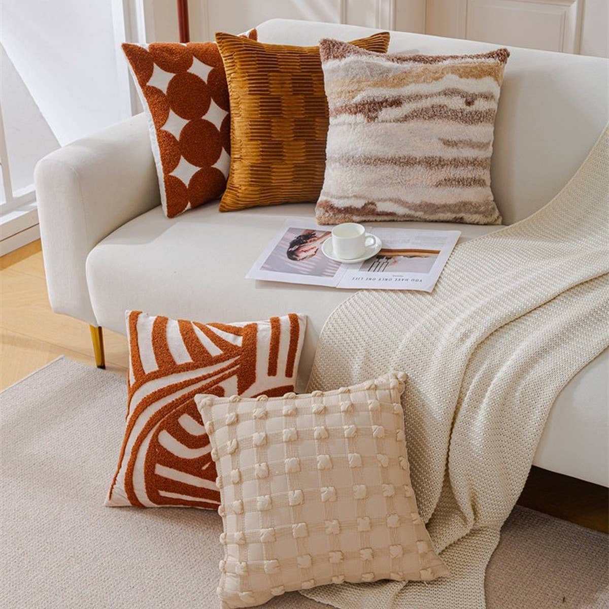 CREAM VINTAGE SOFA PILLOW COVER WAIST CUSHION_CWMM7716