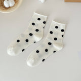 Cute Dots, Stripes,Bow Ruffle White Crew Socks_Cwms1367