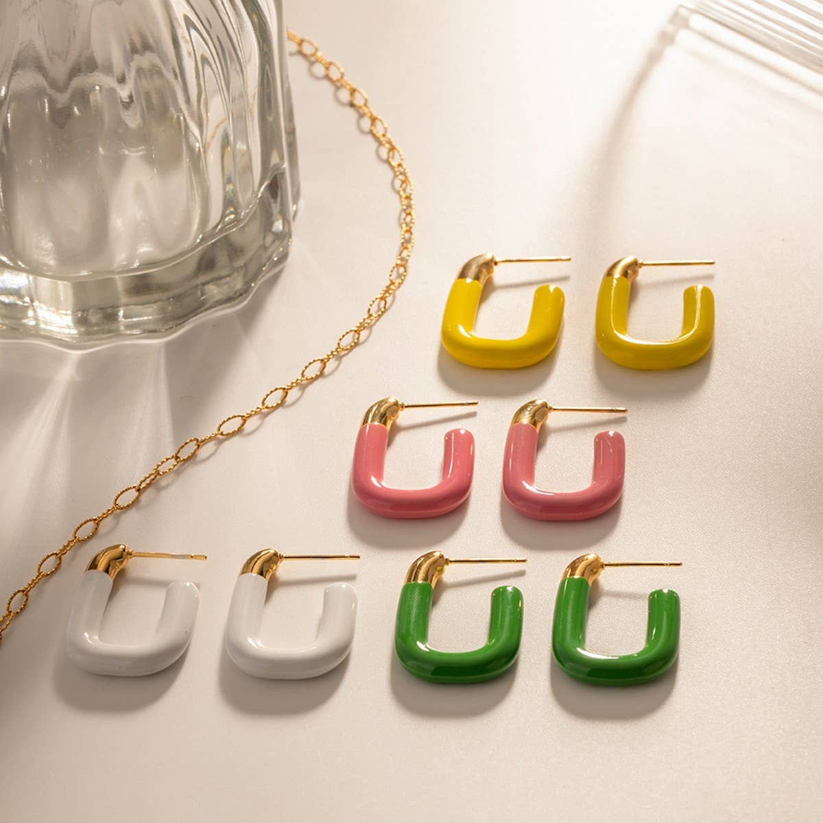 MACARON COLOR U SHAPED VERSATILE EARRINGS_CWAJE1376