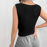Square Collar Solid Color Short Sexy Chest Wrap