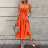 Waist-Exposed V-Neck Sexy High-Waisted Dress