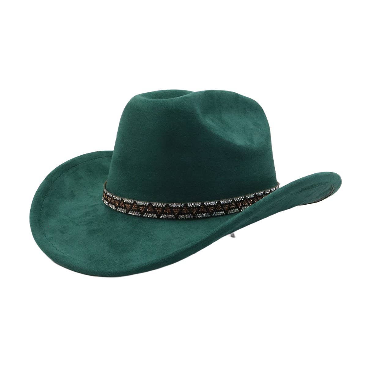 MEN WOMEN SUEDE COWBOY FEDORA ETHNIC DESIGN_CWAH04420