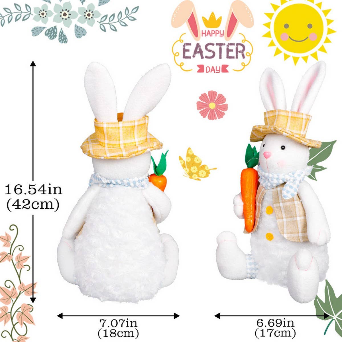 EASTER LIGHTED BUNNY DOLL BUNNY ORNAMENTS_CWMM3494