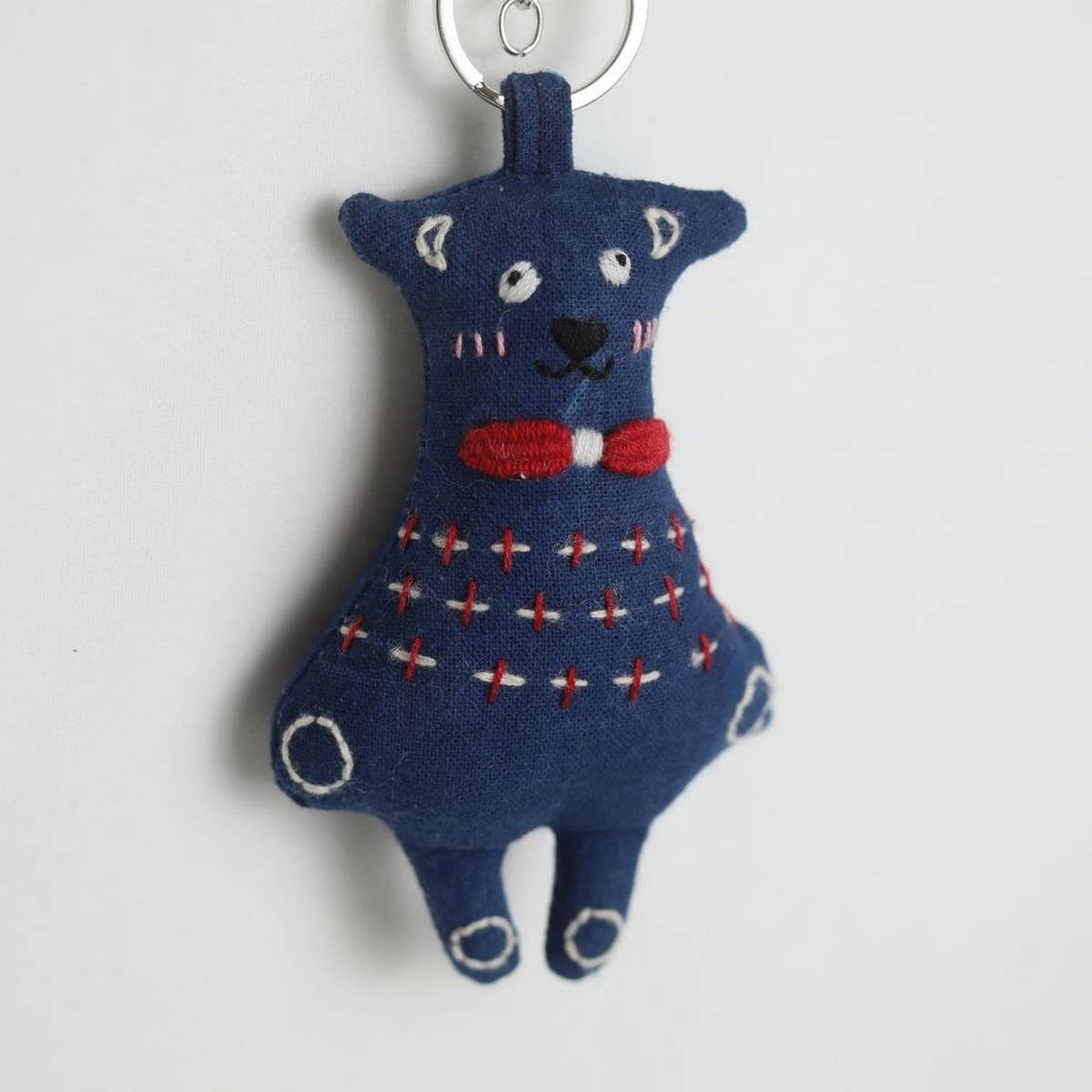 HAND EMBROIDERED RED BOW TIE PLUSH CHARM_CWMM6015