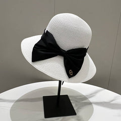 SUMMER ALL MATCH BOW STRAW HAT FOR WOMEN_CWAH3594