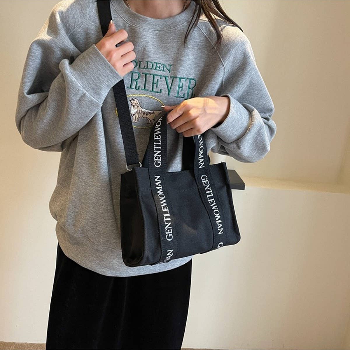 NEW CASUAL LETTER BASKET CANVAS SHOULDER BAG_CWAB2675