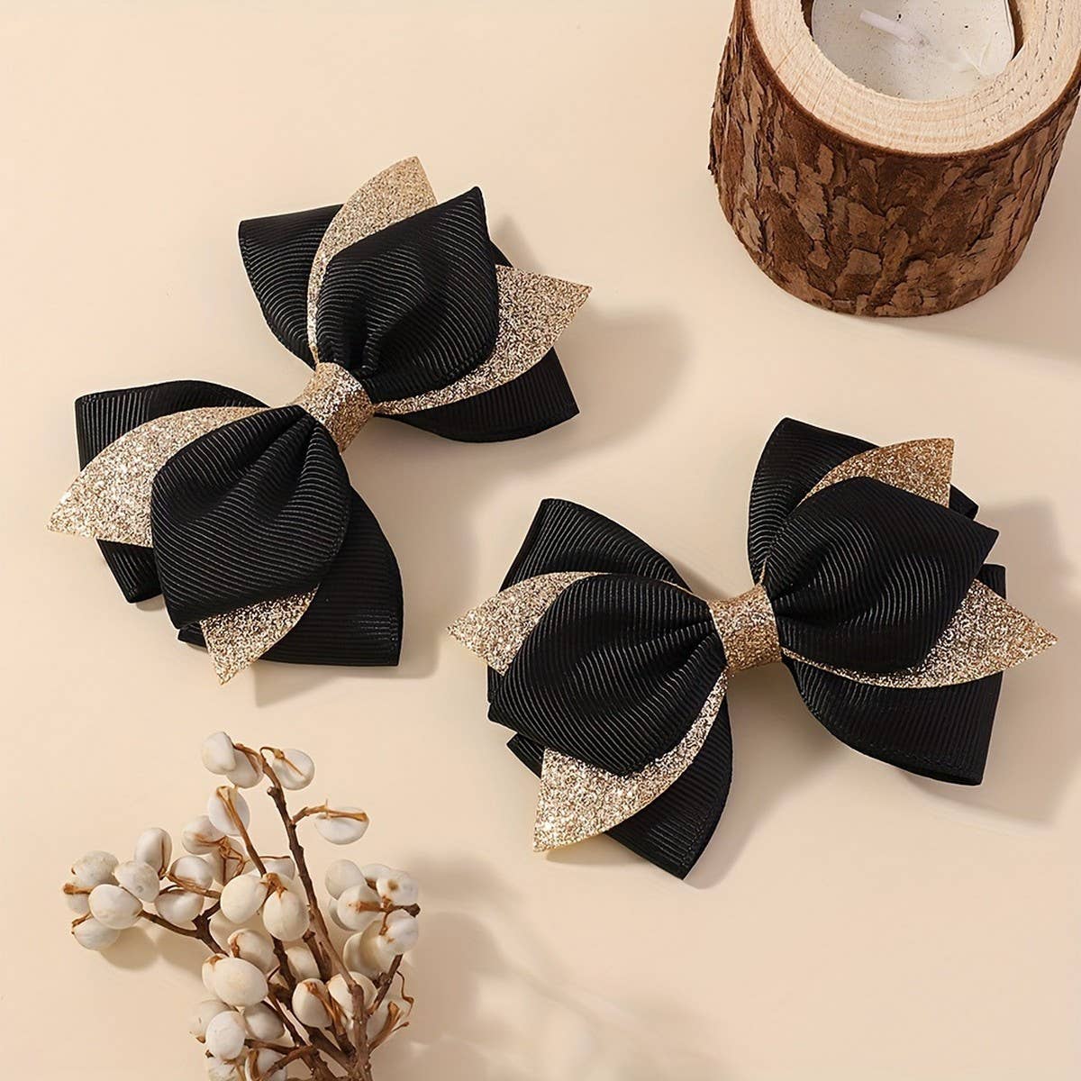 GLITTER BOW HAIR CLIP SET FOR GIRLS PARTY WEAR_CWAHA6733