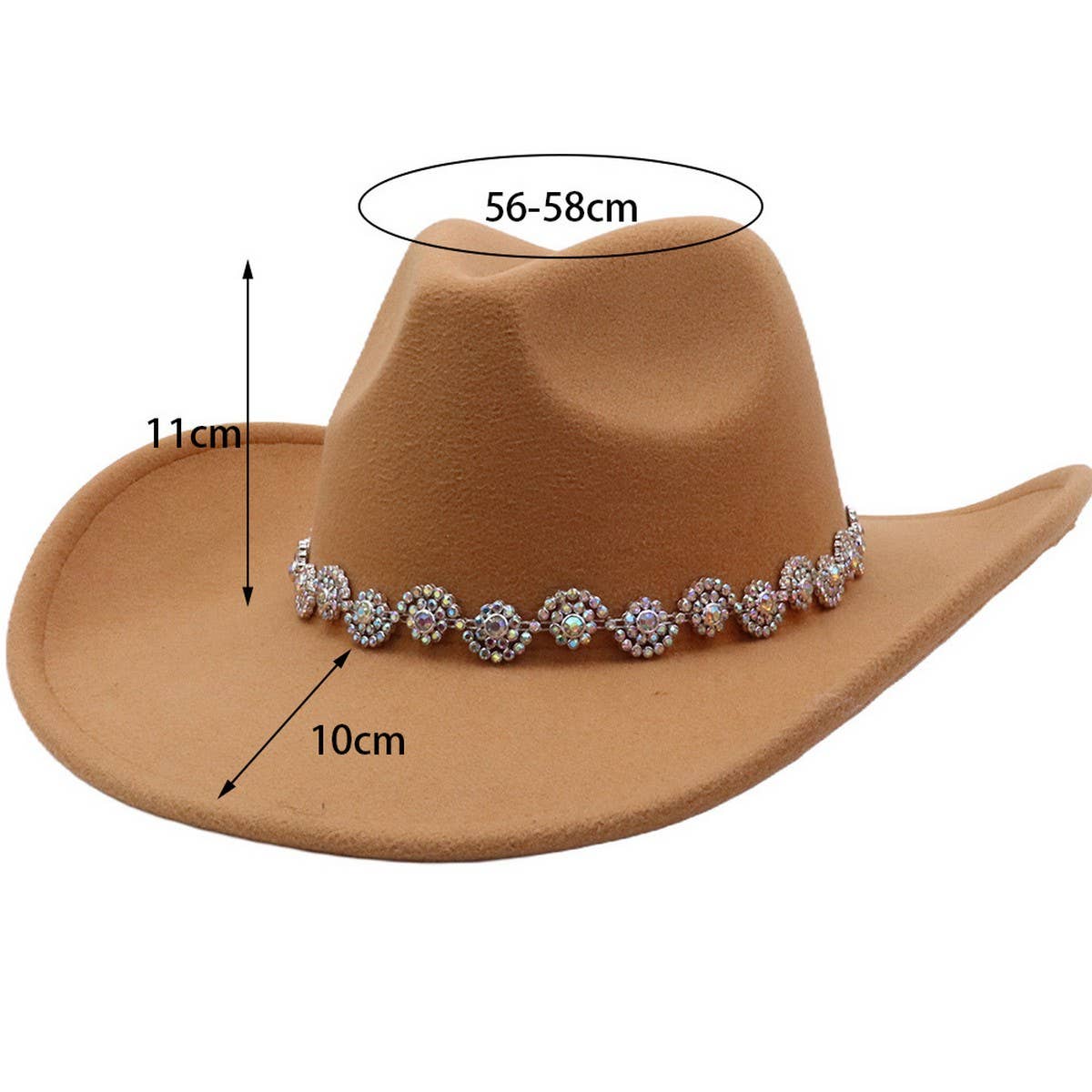 Western Ethnic Felt Cowboy Fedora Hat_Cwah04373