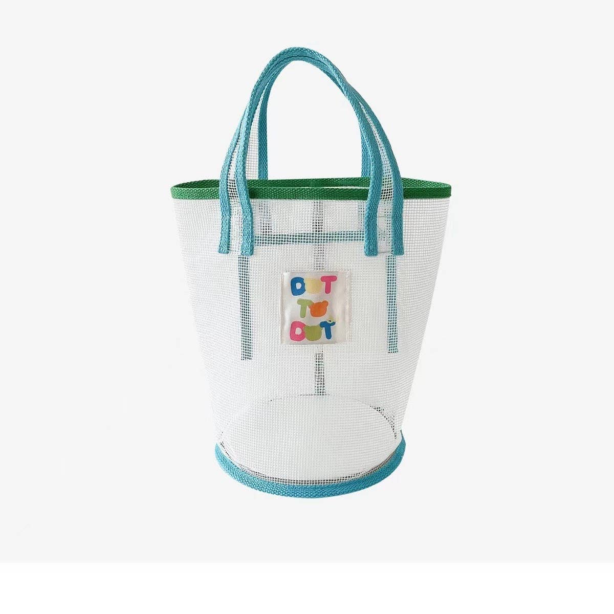 CONTRASTING COLOR MESH BEACH BUCKET BAG STORAGE BAG_CWAB1918