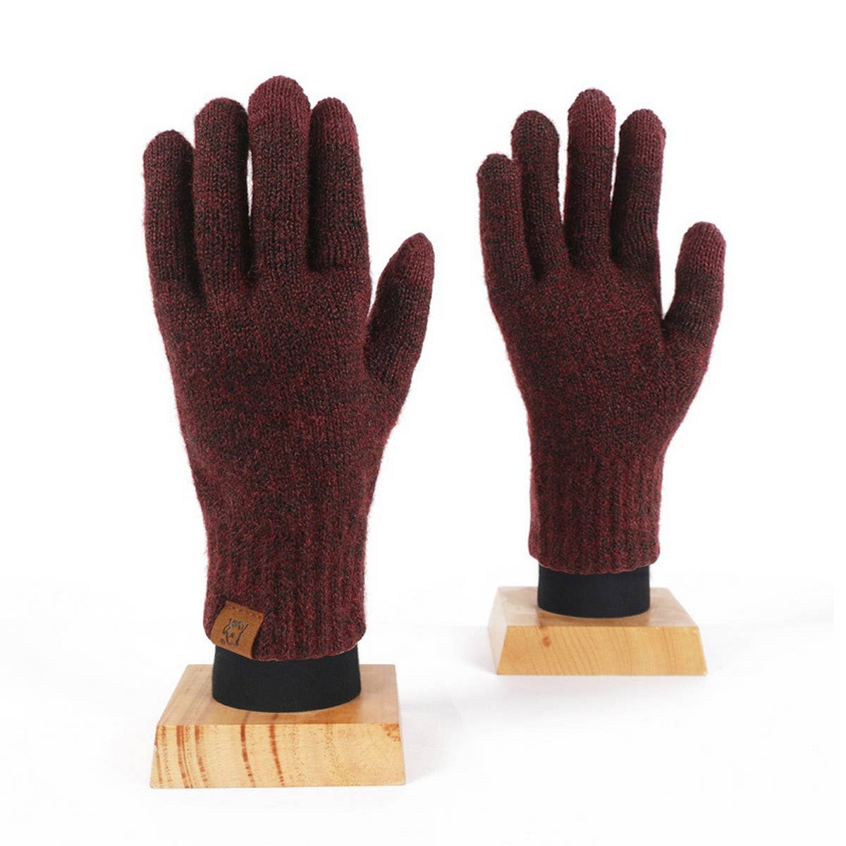KNITTED FLEECE PLAID TOUCH SCREEN WARM GLOVES_CWAG0371