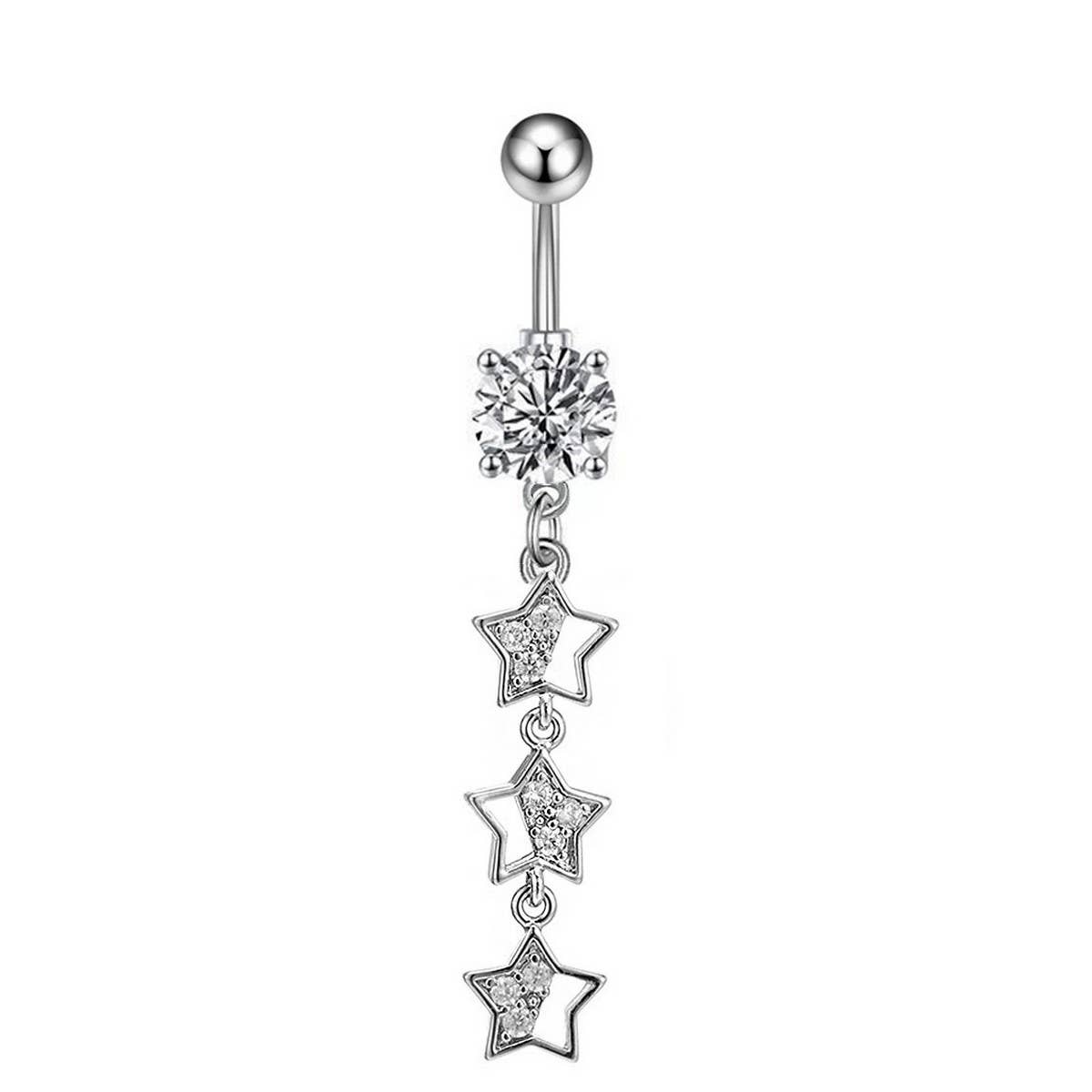STAR DANGLE BELLY RING CZ HYPOALLERGENIC PIERCING_CWMM9311