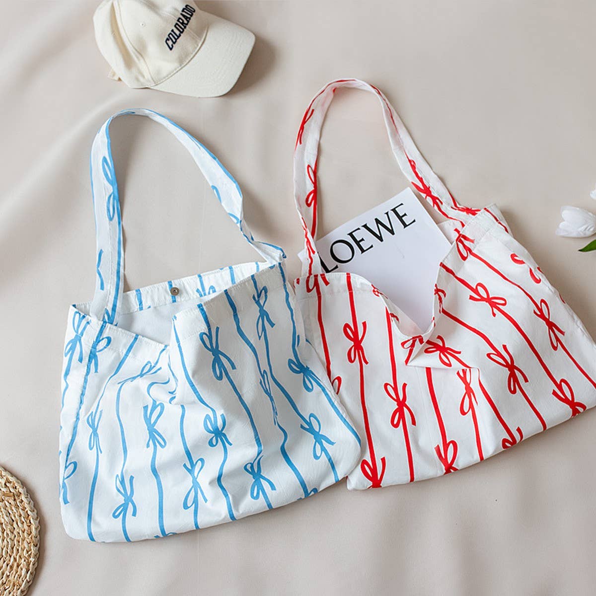 COTTON CANVAS SHOULDER BAG FOR WOMEN LARGE SIZE_CWAB5655