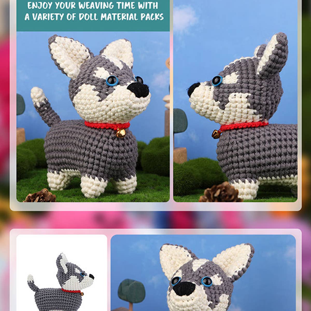 HANDMADE HUSKY CROCHET DOLL MATERIAL KIT_CWMM0814
