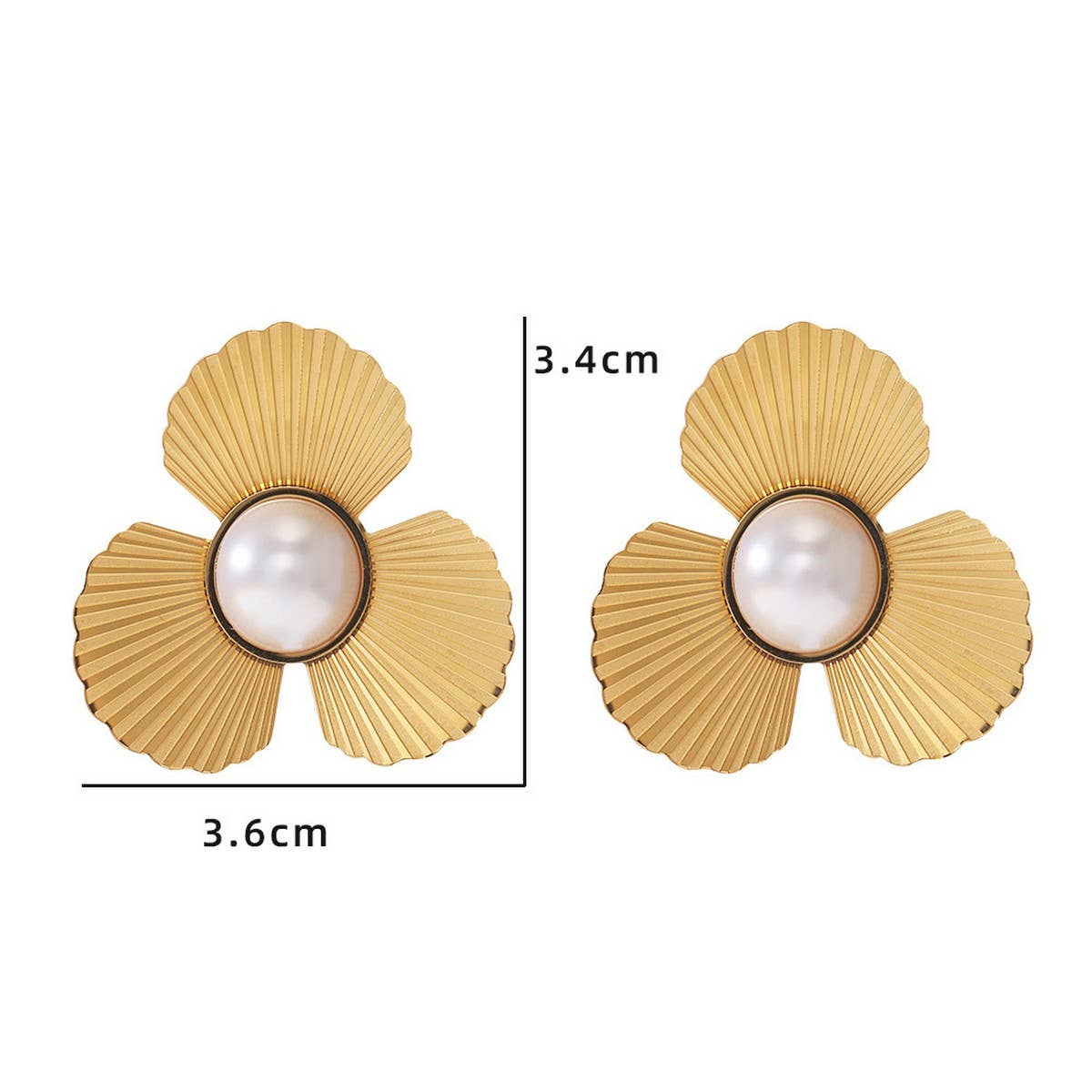 MINIMALIST PEARL FLOWER 18K TITANIUM STUD EARRINGS_CWMM8928