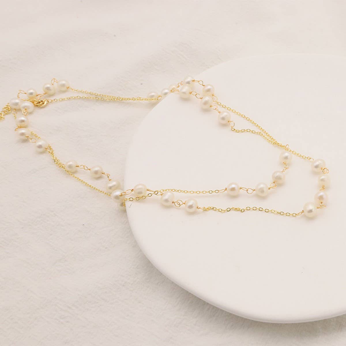 Womens High-End Splicing Long Pearl Necklace